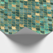 グリーンエレガントフォイルグラデーションと金ゴールドマーメイドはかりで測 ラッピングペーパー (角)