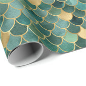 グリーンエレガントフォイルグラデーションと金ゴールドマーメイドはかりで測 ラッピングペーパー (ロールコーナー)