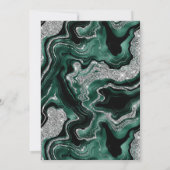 グリーンエレガントフォイル&シルバーグリッターアゲート結婚ズ 招待状 (裏面)