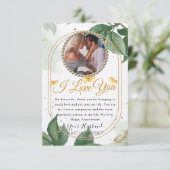 グリーンエレガントフォト妻アニバーサリーカード サンキューカード (スタンド正面)