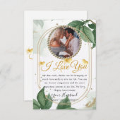 グリーンエレガントフォト妻アニバーサリーカード サンキューカード (正面/裏面)