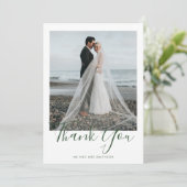 グリーンエレガントフォト結婚のサンキューカード 招待状 (スタンド正面)