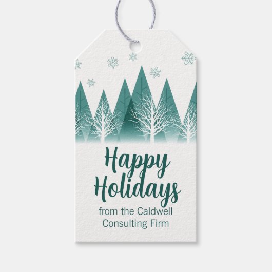 グリーンエレガントフォレカスタムスト会社ホリデーパーティー ギフトタグ (正面)