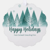 グリーンエレガントフォレストカスタムクリスマス会社ギフト オーナメントカード (正面)