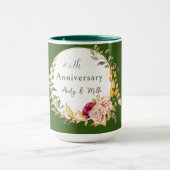 グリーンエレガントフラワーリース結婚記念日 マグカップ (中央)