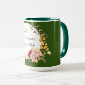 グリーンエレガントフラワーリース結婚記念日 マグカップ (正面右)