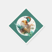 グリーンエレガントフレームのマラードアヒル赤ちゃんシャワー スタンダードカクテルナプキン (角)