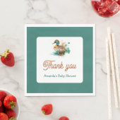 グリーンエレガントフレームのマラードアヒル赤ちゃんシャワー スタンダードランチョンナプキン (インサイチュ)