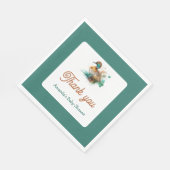 グリーンエレガントフレームのマラードアヒル赤ちゃんシャワー スタンダードランチョンナプキン (角)