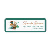 グリーンエレガントフレームのマラードアヒル赤ちゃんシャワー ラベル (正面)