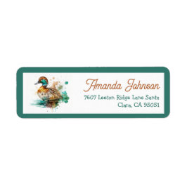 グリーンエレガントフレームのマラードアヒル赤ちゃんシャワー ラベル