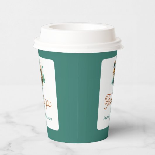 グリーンエレガントフレームのマラードアヒル赤ちゃんシャワー 紙コップ (右)