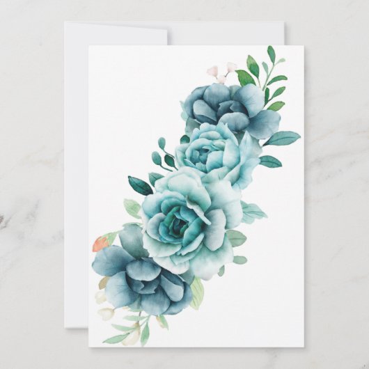 グリーンエレガントフローラガーデンイスラム結婚教徒 招待状 (裏面)