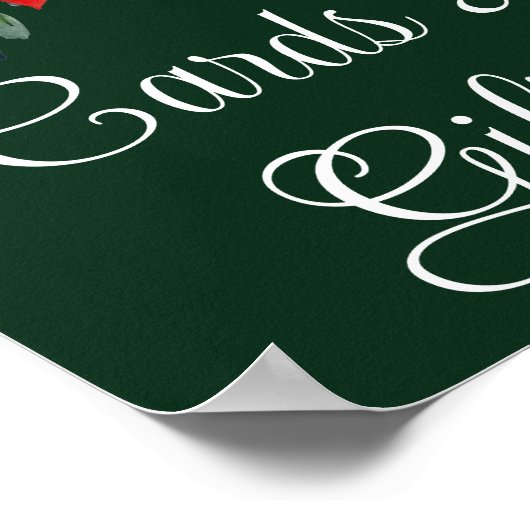 グリーンエレガントフローラクリスマスウェディングカードギフト ポスター (角)