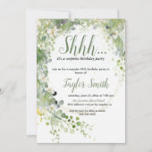 グリーンエレガントフローラサプライズパーティー招待状 招待状 (正面)