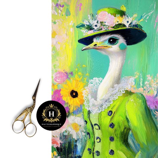 グリーンエレガントフローラダチョウのデコページ 薄葉紙