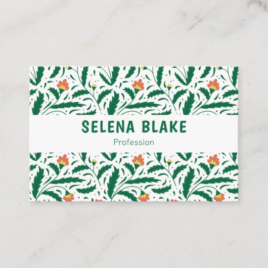 グリーンエレガントフローラデザイン | シック&モダン 名刺 (正面)