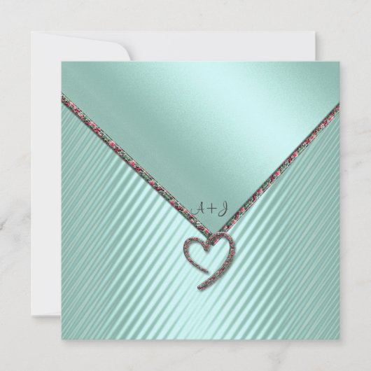 グリーンエレガントフローラトリム結婚式招待状 招待状 (正面)