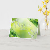 グリーンエレガントフローラハッピーバースデーカード カード (黄色い花)