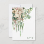 グリーンエレガントフローラバラ結婚ズ 出欠カード (裏面)