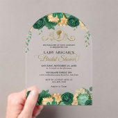 グリーンエレガントフローラビクトリアンブライダルシャワーアーチ アクリル招待状 (インサイチュ (ポータブル))