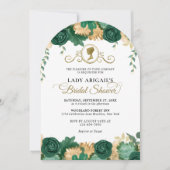 グリーンエレガントフローラビクトリアンブライダルシャワーアーチ 招待状 (正面)