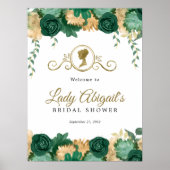 グリーンエレガントフローラビクトリアンブライダルシャワー ポスター (正面)
