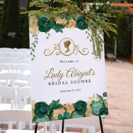 グリーンエレガントフローラビクトリアンブライダルシャワー ポスター