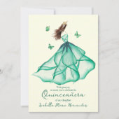 グリーンエレガントフローラリリーウォーターカラーキンセアニラ 招待状 (正面)