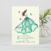 グリーンエレガントフローラリリーウォーターカラーキンセアニラ 招待状 (スタンド正面)