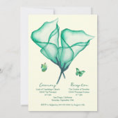 グリーンエレガントフローラリリーウォーターカラーキンセアニラ 招待状 (裏面)