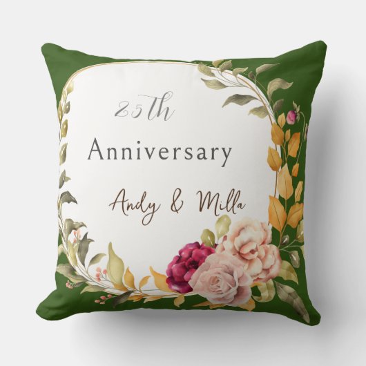 グリーンエレガントフローラリース25結婚th クッション (正面)
