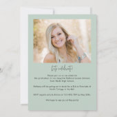グリーンエレガントフローラ写真卒業パーティー 招待状 (裏面)