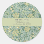 グリーンエレガントフローラ差出人住所ラベル ラウンドシール (正面)