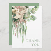 グリーンエレガントフローラ牡丹結婚ズ サンキューカード (正面/裏面)
