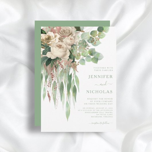 グリーンエレガントフローラ結婚ズ 招待状