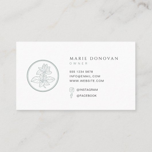 グリーンエレガントフローラ美しいロゴ 名刺 (裏面)