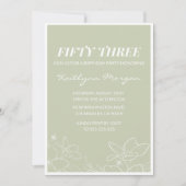 グリーンエレガントフローラ53歳の誕生日招待状 招待状 (正面)