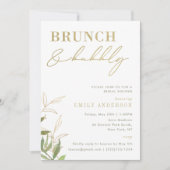 グリーンエレガントブライダルシャワーブランチ&バブリー 招待状 (正面)