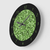 グリーンエレガントブラックグリッターグラムスパークルシック ラージ壁時計 (傾斜)