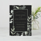 グリーンエレガントブラックユーカリ結婚式招待状 招待状 (スタンド正面)