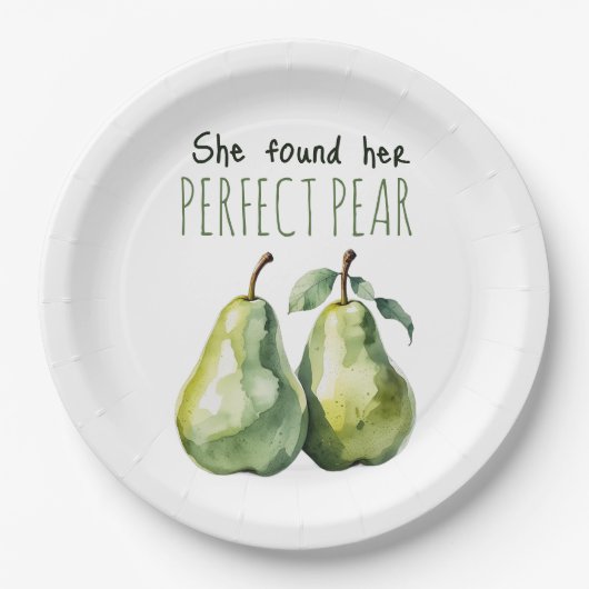 グリーンエレガントブランチパーフェクト梨ブライダルシャワー ペーパープレート (正面)