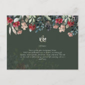 グリーンエレガントブルガンディーブルーフローラ結婚ズ ポストカード (裏面)