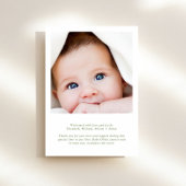 グリーンエレガントブルーボウウォーター色フォト誕生 案内状