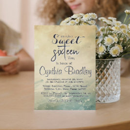 グリーンエレガントベージュSweet sixteen誕生会 招待状