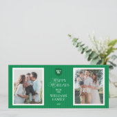 グリーンエレガントホリデーモノグラムフォトカード シーズンカード (スタンド正面)
