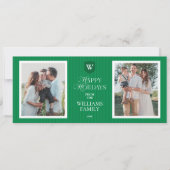 グリーンエレガントホリデーモノグラムフォトカード シーズンカード (正面)