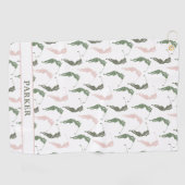 グリーンエレガントホワイトウーマンゴルファーモノグラムの ゴルフタオル (横)