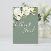 グリーンエレガントホワイトフローラありがとう サンキューカード (スタンド正面)