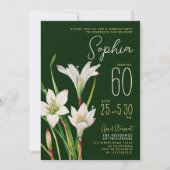 グリーンエレガントホワイトリリー60th植物学フローラ 招待状 (正面)